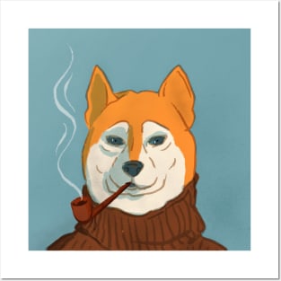 Pipe smoking Shiba Inu Posters and Art